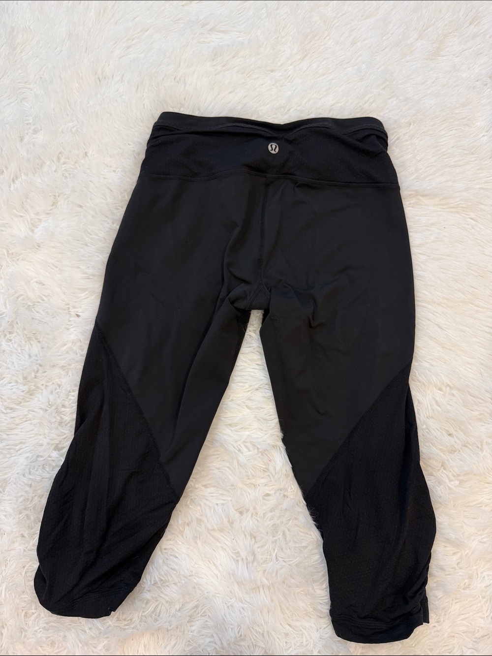 lululemon athletica Black Girls' Cropped Mesh-Panel Leggings